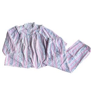 80s vintage pink flannel pajama set coquette